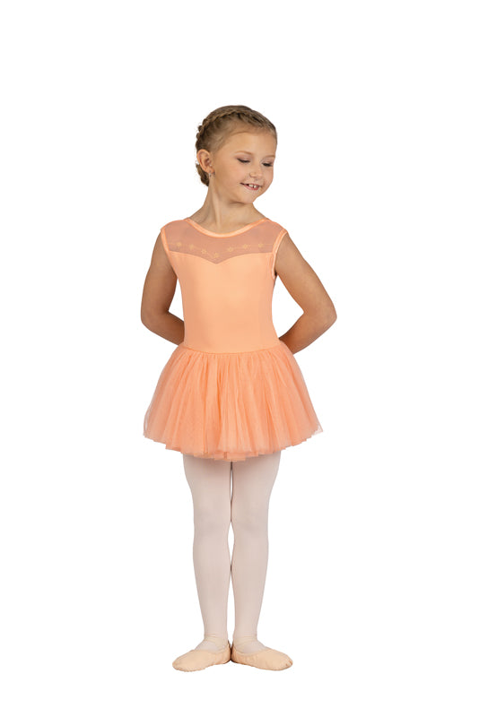 DanzNmotion-25203C Cap sleeve flocked dress