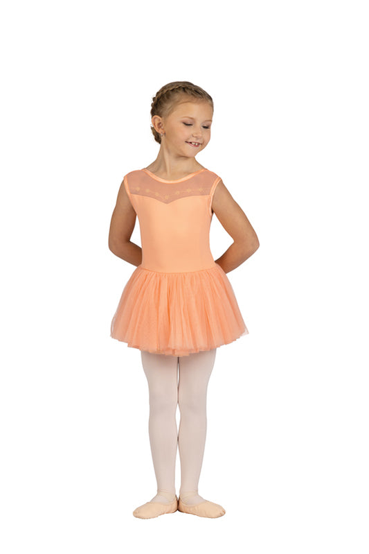 DanzNmotion-25203C Cap sleeve flocked dress